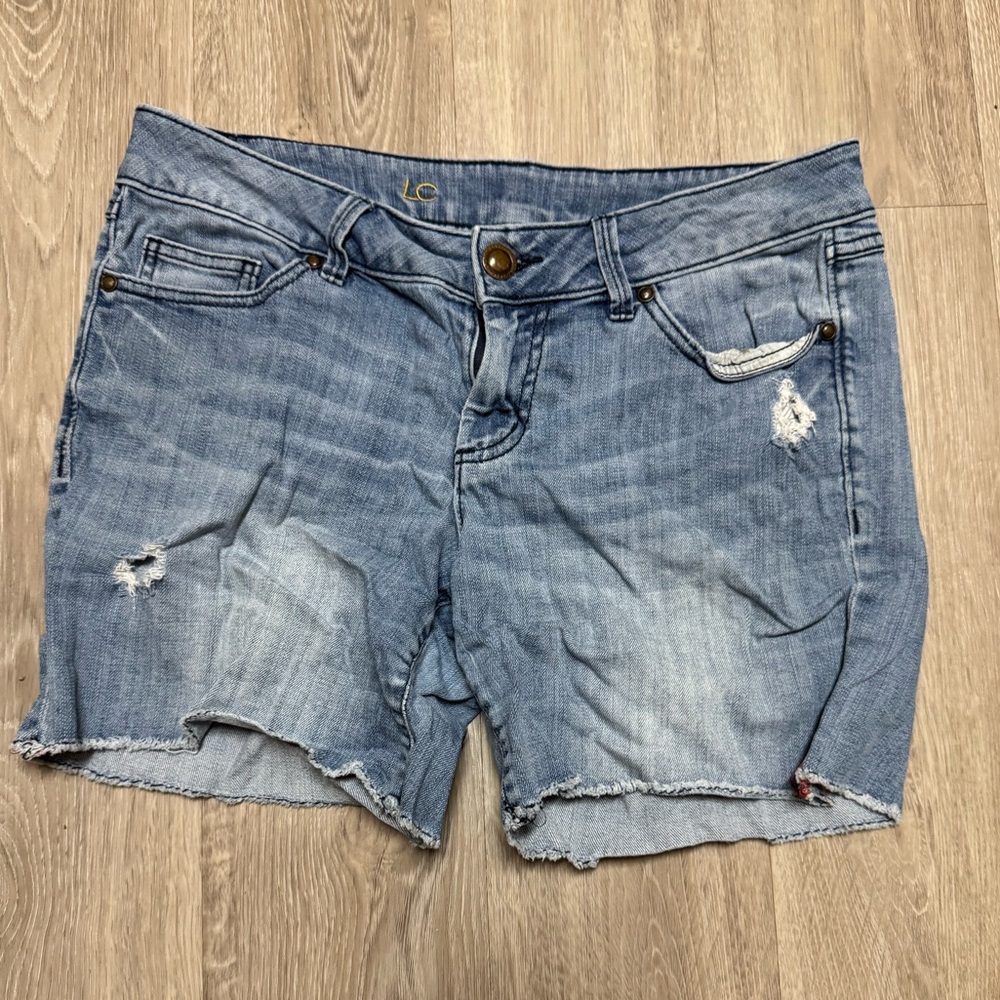 Women's Distressed Blue Denim Shorts
